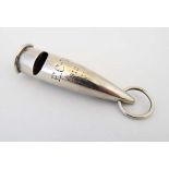 A Hallmarked silver shoot whistle engraved EC-W 1910, Hallmarked Chester 1907 maker Sampson Mordan &