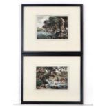 After Samuel Howitt ( c. 1765-1822),
A pair of hand coloured etching's,
' Otter Hunting '  P1 &