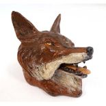 Cold painted Vienna bronze inkwell in the form of a hinged lidded fox head  3" high  CONDITION: