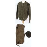 HSF brown canvas breeks size XXL, Brenire pure wool zip front jumper and brown knitted hat (3)