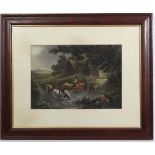 Francis Jukes (1747 - 1812),
Hand coloured engraving, 
Watering the heavy horses in the river, after