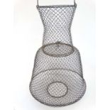 Antique Coarse Fishing : a galvanised expanding live bait handled container. 21" at full length