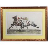 Polo :
Francisque Rebour  XIX XX,
Coloured lithograph print,
' Double Polo ' ,
Signed and titled
