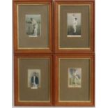Cricket ,
Victorian and Edwardian  hand coloured prints,
People and positions of the period 1895-