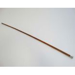 Equestrian. A white metal topped riding cane , having engraved name to top. 30 1/2'' long.