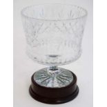 Crystal glass by Derek Burridge : a large etched crystal golfing trophy on standing the form of a