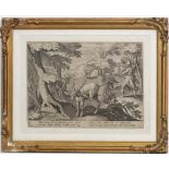 After Johannes Stradanus (1523-1605), 
Monochrome copper engraving by Collaert depicting a deer hunt