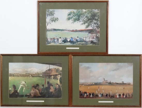 Cricket : 
3 x coloured prints,
'England x Australia at Lords ,1886, by H. Barrable & R. Posonby