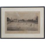C Rosenberg XIX,
Engraving,
' Surrey Cricket Ground ' showing figures in top hats, many playing,