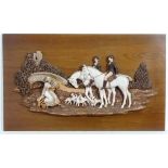 Girotti , (XX) Canadian, 
A sculptured chalkware wall plaque depicting two huntsmen on horseback