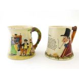 Musical Tankards : Crown Devon Fieldings , an old polychrome pair of tankards, ' John Peel ' and '