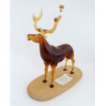 Decanter : An unusual ' Stylish Whiskey ' clear glass Scottish Stag with 6 (3+3) point antlers,