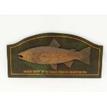 Fishing : a Brown Trout specimen relief ( in hand painted resin from a mould ) of a mounted trout on