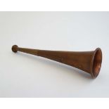 Hunting: A copper and brass fox hunting horn. 8 3/4'' long CONDITION: Please Note -  we do not