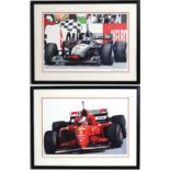 Motor racing : Nik Curry XX,
2 signed coloured prints, 
M Schumacher driving a F1 Ferrari no. 1 9/