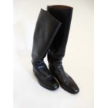 Riding Boots : A pair of Hawkins size 7 1/2  Black leather long riding / Hunting boots with