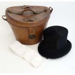 A Hunting Brushed silk top hat by ' Woodrow Piccadilly London ' ( with riding catch and lead)