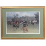 After Gilbert Halliday (act.c.1954),
Coloured hunting Print 410/850,
19thC hunting pursuit,