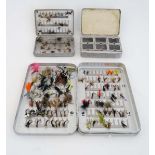 Trout and Grayling  fly fishing : three boxes of assorted flies ( nymphs and river flies) to include