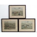 After Alken published 1841,
Three Hand Coloured Hunting lithographs,
' The Meeting ' , ' Breaking