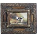 Late XX Gundog Portrait,
Oil on card,
Portrait of a short haired Pointer within a landscape,
