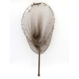 Fishing : a telescopic landing Net with sprung clip to top with brass extending handle having a