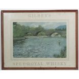 Advertising : a original ' Gilbey's Spey-Royal Whisky '  lithograph advert in a marked limed oak ' W