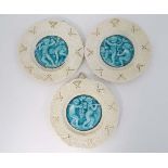 A set of 3 Majolica reticulated plates in the style of Josef Steidl having reticulated border and