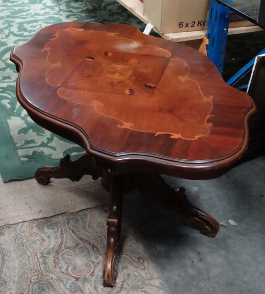 Inlaid pedestal occasional table  CONDITION: Please Note -  we do not make reference to the