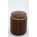 Humidor : An early 20thC cigar humidor with metal liner and walnut reeded ( ringed) decoration 6"