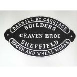 A cast " Cravan Bros" -carriage, wagon and wheel works-Sheffield CONDITION: Please Note -  we do not