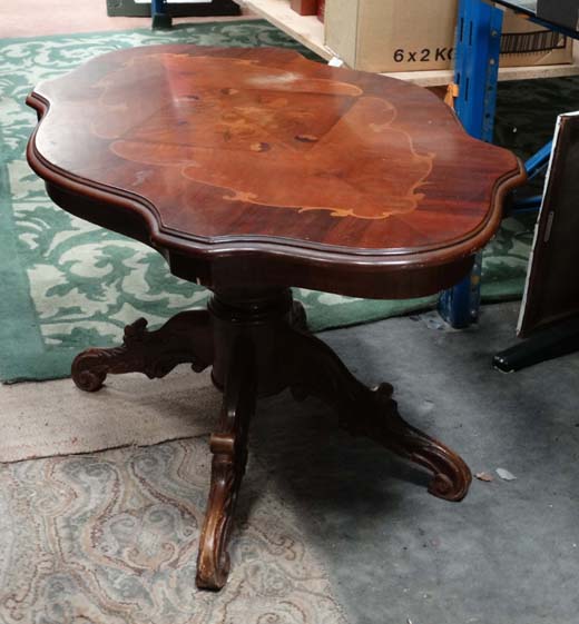 Inlaid pedestal occasional table  CONDITION: Please Note -  we do not make reference to the - Image 2 of 2