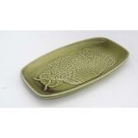 Vintage Retro: A Poole Pottery green glazed Owl pin dish, bears factory stamp to base. 7'' x 4''.