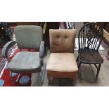 2 x retro chairs and a wheel back dining chair (3)  CONDITION: Please Note -  we do not make