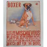 Metal sign- ' Boxer-Mischievous, playful' CONDITION: Please Note -  we do not make reference to