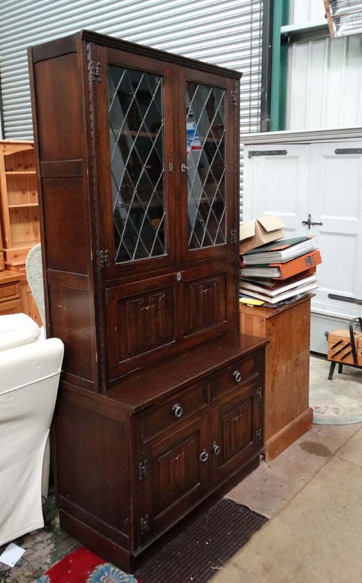 Glazed oak bookcase CONDITION: Please Note -  we do not make reference to the condition of lots - Image 3 of 3