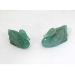 2 green jade ducks CONDITION: Please Note -  we do not make reference to the condition of lots