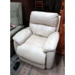 Electric reclining cream leather chair  CONDITION: Please Note -  we do not make reference to the