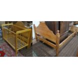 A pair of pine double beds and a cot CONDITION: Please Note -  we do not make reference to the