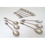 A 6-place set of Cypriot white metal Souvenir spoons and forks with image of Cyprus to handle with