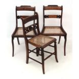 3 Regency simulated Rosewood chairs, two inlaid can seated sabre leg chairs together with a a