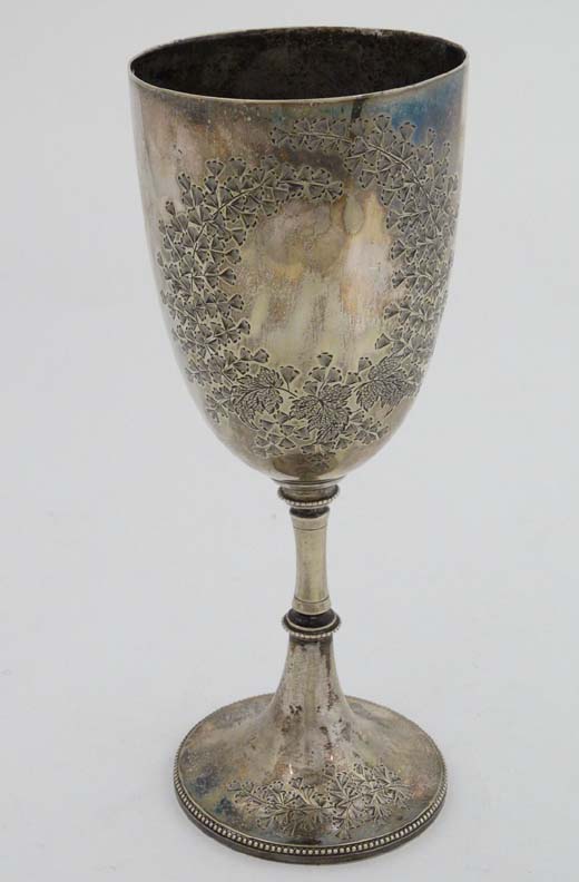 A Victorian silver plate trophy cup of chalice form engraved ' St Johns Coll:  Hurst 1888 - Image 6 of 6
