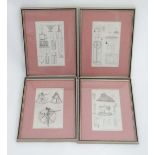 4 Engineering book plates (framed)