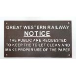 A Great Western Railway toilet sign