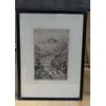 After Preston Cribb (1876-1937)
Signed monochrome print
' The Pass of Glencoe'
8 3/4 x 5 1/2"