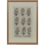 Sampler :
19thC needlework of repeated flowering plants 
12 3/4 x 7 1/2"
 CONDITION: Please