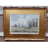 After George Sear (c 1935 - ), 
Gilt framed lithograph 
Salisbury Cathedral viewed from the