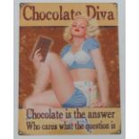 Metal sign- "Chocolate Diva" CONDITION: Please Note -  we do not make reference to the condition