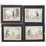 After George Cruikshank, 
Set of 4 hand coloured engravings , 
' The Dancing Lesson Part 1,2,3,4 '
'