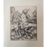 After Albrecht Durer ,
Monochrome woodblock,
Prodigal son amongst the swine,
Monogrammed lower